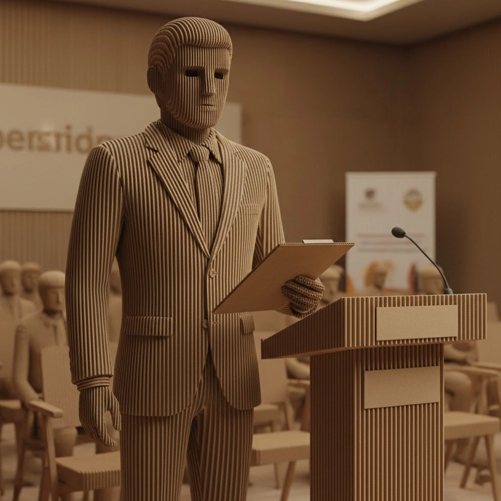 Sudharshan Chary standing behind podium